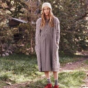 The Great Long Loop Wool Mohair Blend Cardigan Gray Size 1 Small